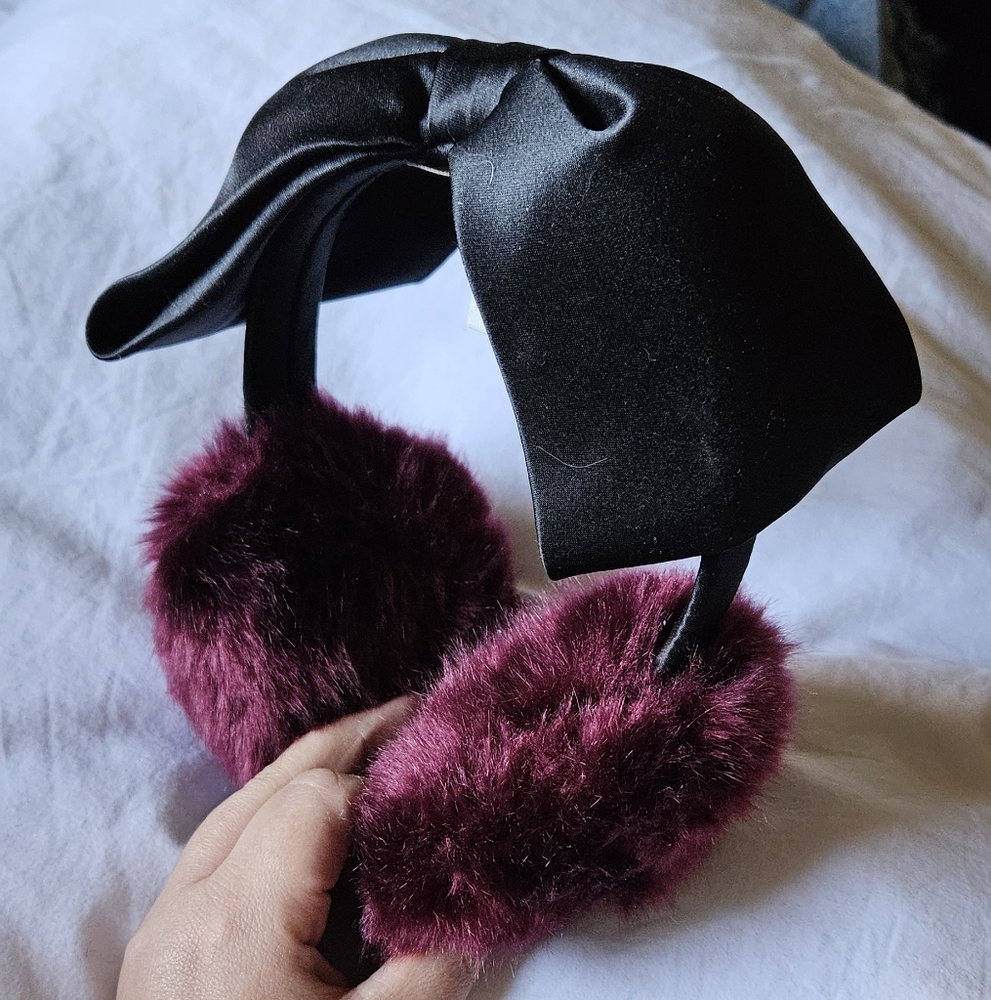 Kate spade satin bow ear muffs, maroon burgundy